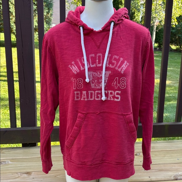Red Wisconsin Badgers Distressed Hoodie - Picture 1 of 5